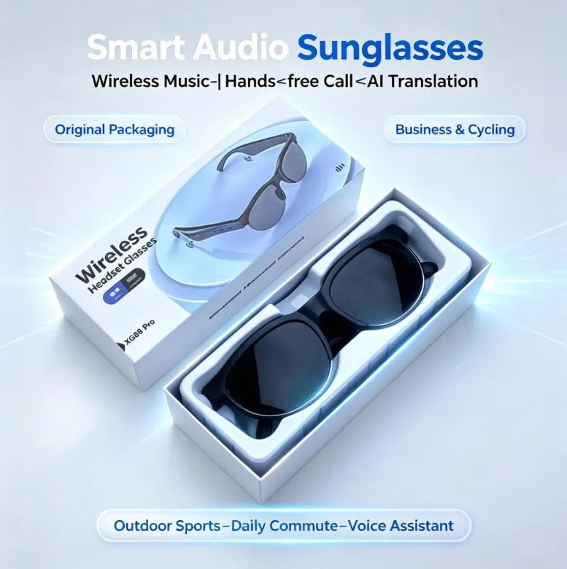 XG88Pro Smart Translation Bluetooth Glasses, Wireless Headset, Anti‑Blue‑Light for Sports, Running & Cycling